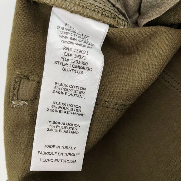 FRAME Le Crop Mini Boot 33 Bootcut High Rise Waisted Coated Denim Jeans Green - Picture 8 of 8